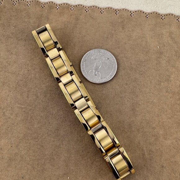 Vintage Stainless Steel Mans Heavy Bracelet 18K Gold Plated - Picture 3 of 6